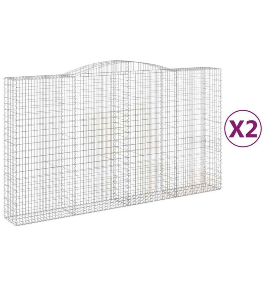 Gabionen mit Hochbogen 2 Stk. 400x50x220/240cm Verzinktes Eisen