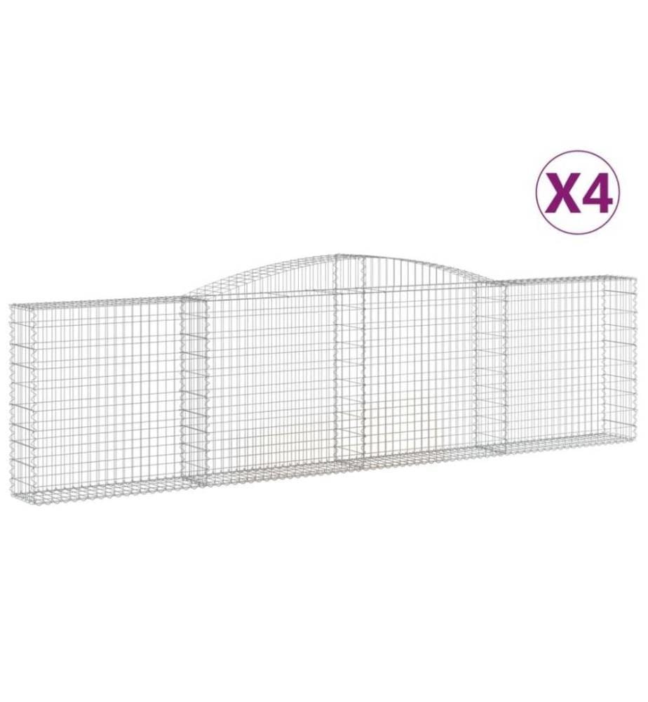 Gabionen mit Hochbogen 4 Stk. 400x30x100/120cm Verzinktes Eisen