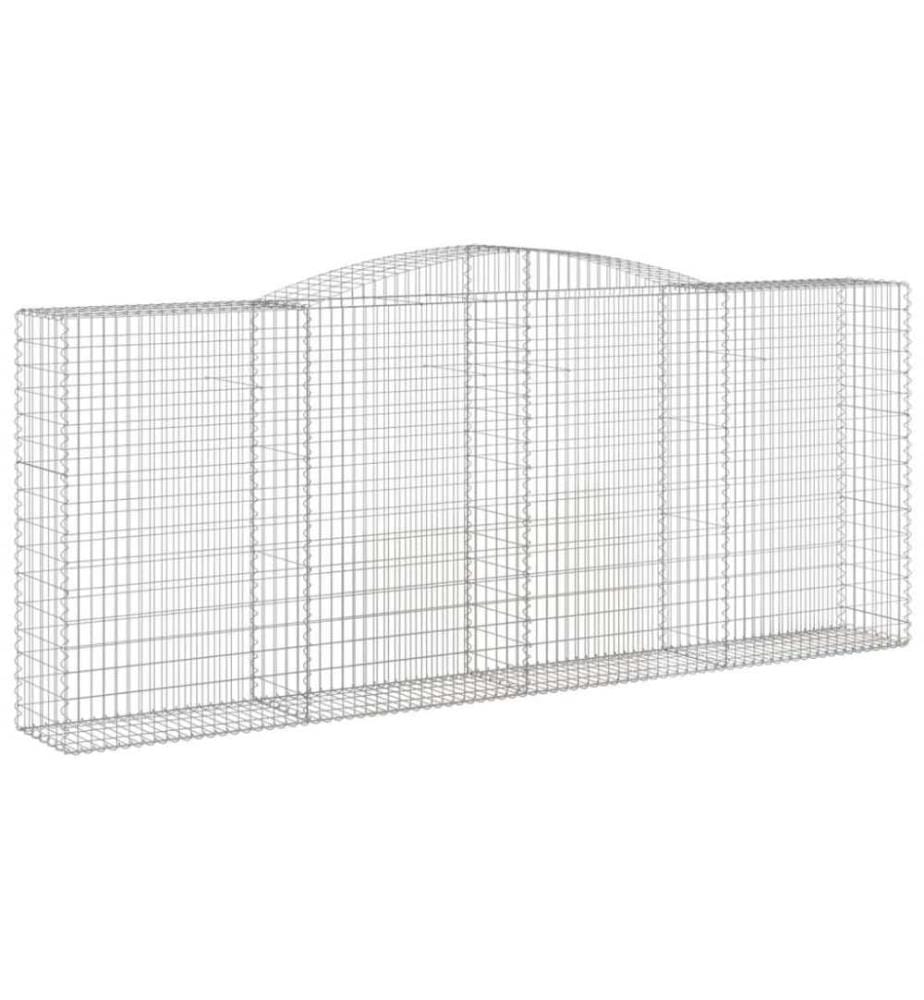 Gabionen mit Hochbogen 4 Stk. 400x50x160/180cm Verzinktes Eisen