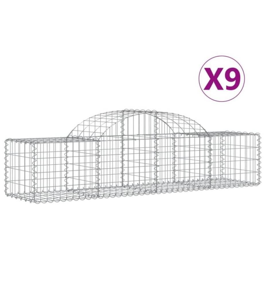 Gabionen mit Hochbogen 9 Stk. 200x50x40/60 cm Verzinktes Eisen