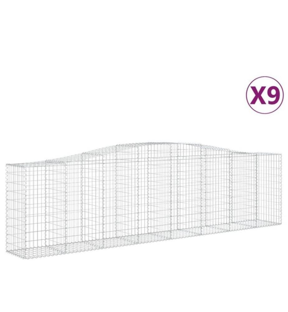 Gabionen mit Hochbogen 9 Stk. 400x50x100/120cm Verzinktes Eisen