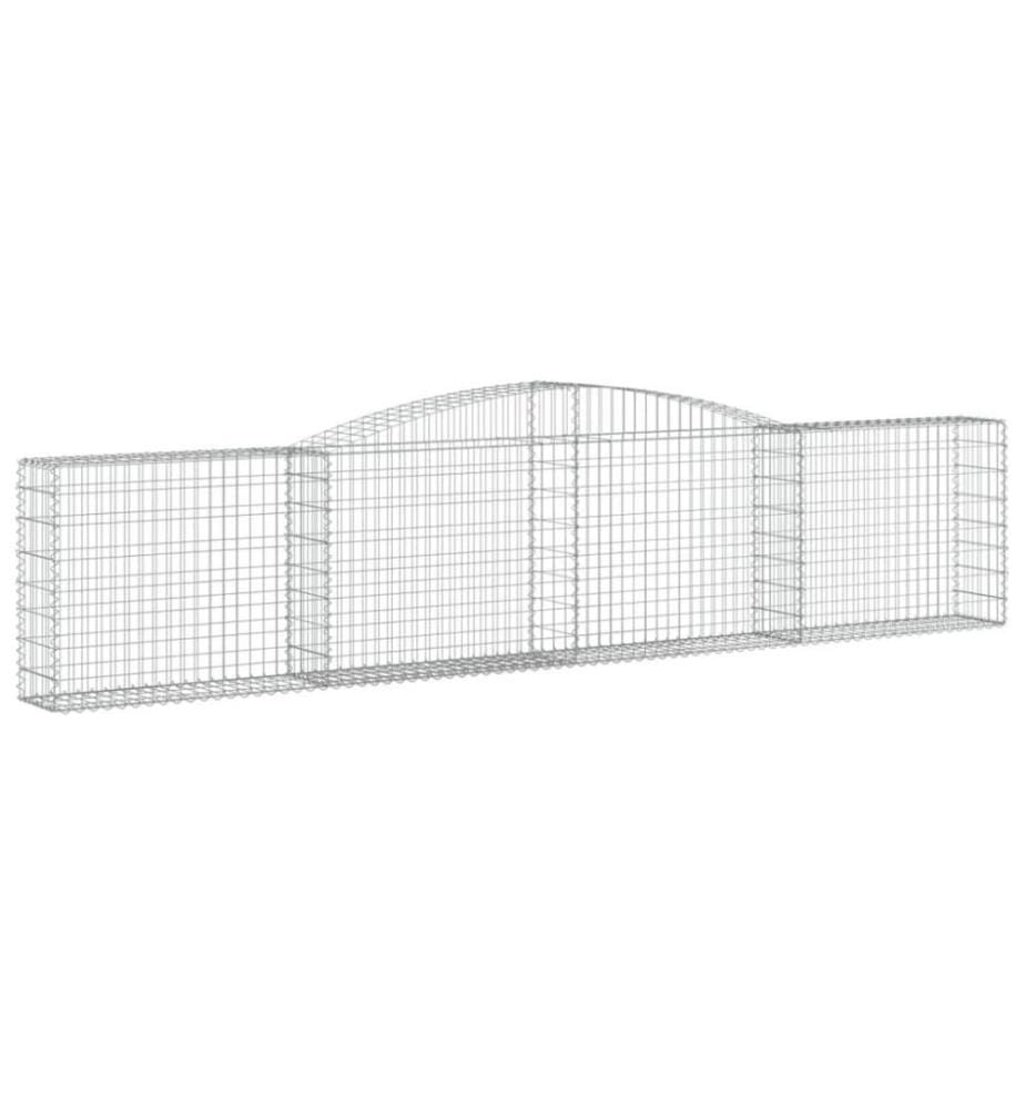 Gabionen mit Hochbogen 3 Stk. 400x30x80/100cm Verzinktes Eisen
