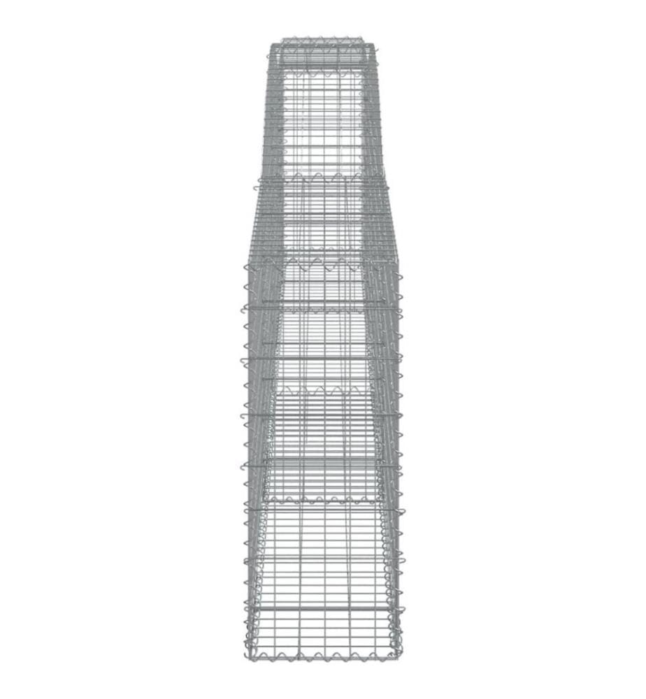 Gabionen mit Hochbogen 3 Stk. 400x30x80/100cm Verzinktes Eisen