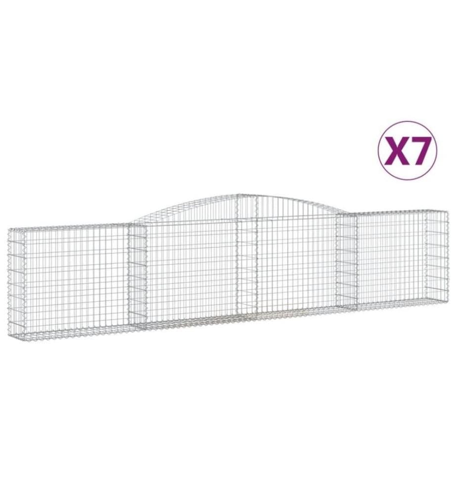 Gabionen mit Hochbogen 7 Stk. 400x30x80/100cm Verzinktes Eisen