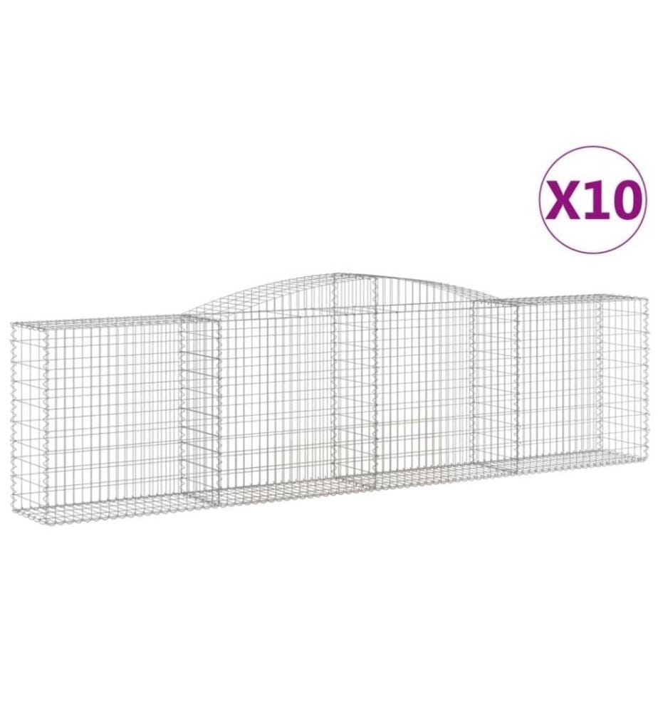 Gabionen mit Hochbogen 10 Stk 400x50x100/120cm Verzinktes Eisen