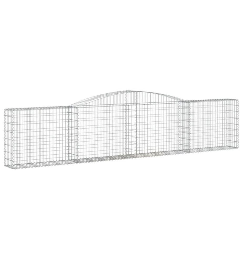 Gabionen mit Hochbogen 4 Stk. 400x30x80/100cm Verzinktes Eisen