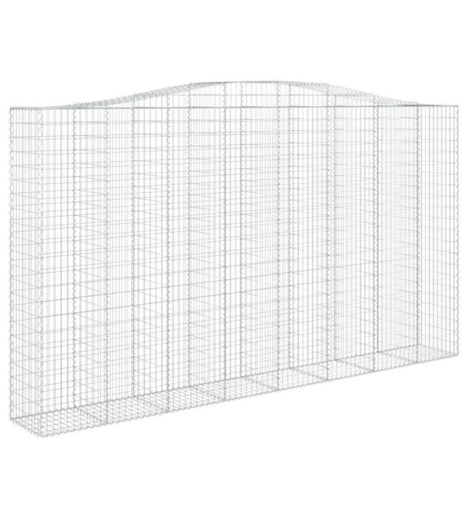 Gabionen mit Hochbogen 2 Stk. 400x50x220/240cm Verzinktes Eisen
