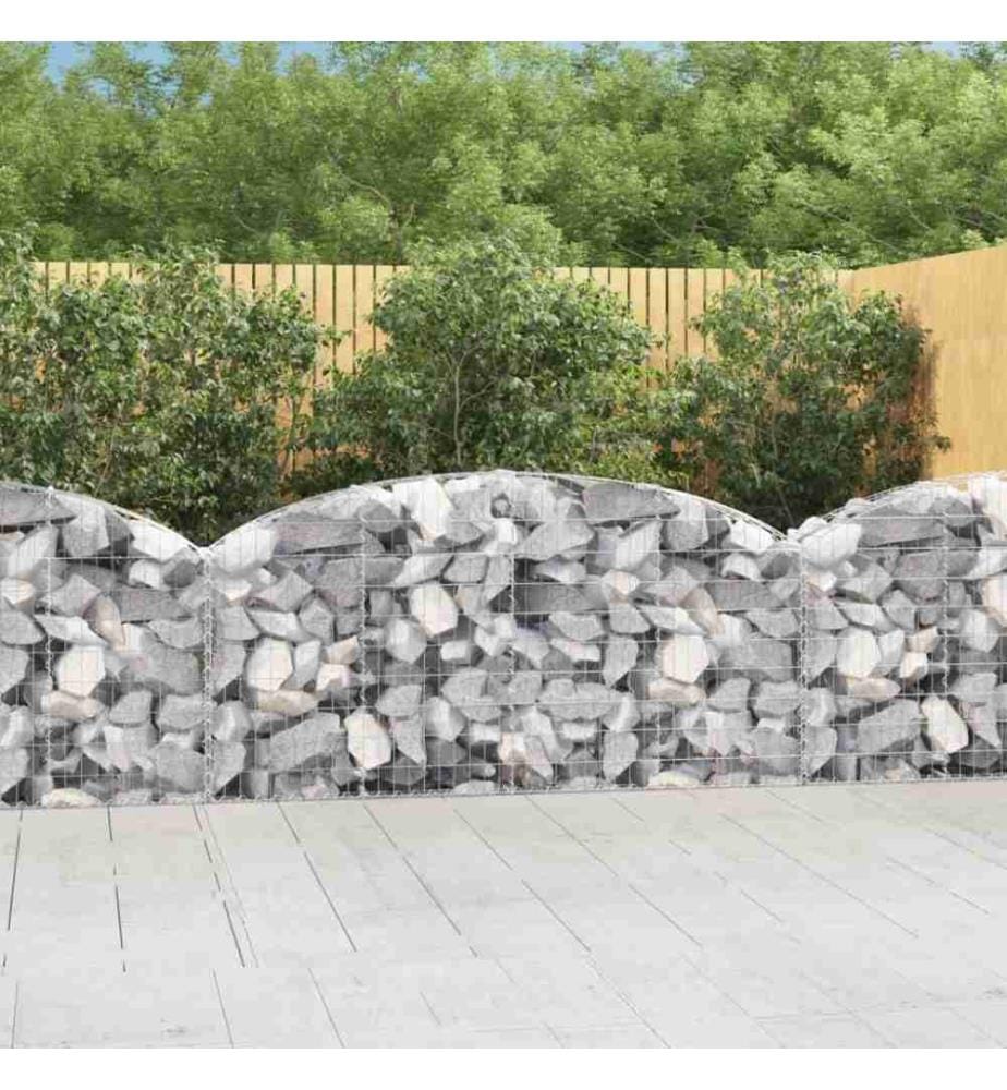 Gabione mit Hochbogen 200x30x80/100 cm Verzinktes Eisen