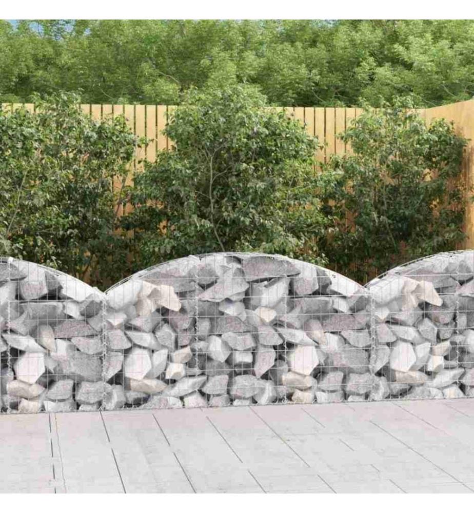 Gabione mit Hochbogen 150x30x60/80 cm Verzinktes Eisen