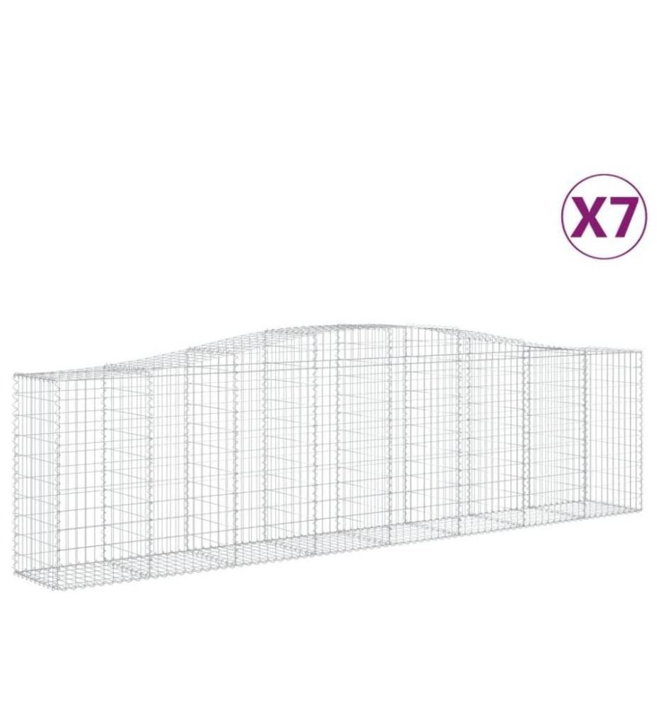 Gabionen mit Hochbogen 7 Stk. 400x50x100/120cm Verzinktes Eisen