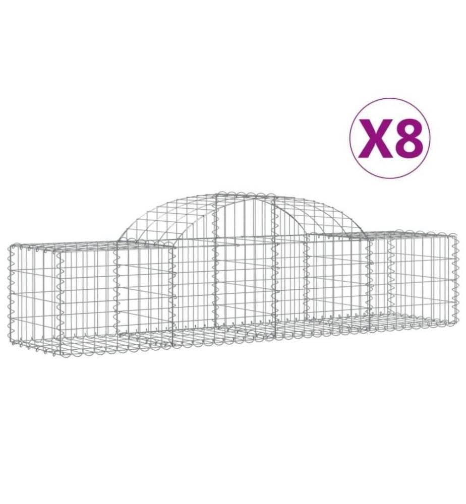 Gabionen mit Hochbogen 8 Stk. 200x50x40/60 cm Verzinktes Eisen