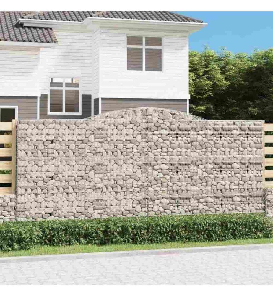 Gabione mit Hochbogen 400x30x180/200 cm Verzinktes Eisen