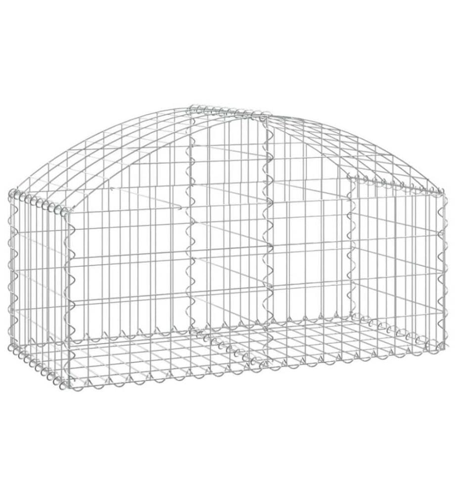 Gabione mit Hochbogen 100x50x40/60 cm Verzinktes Eisen