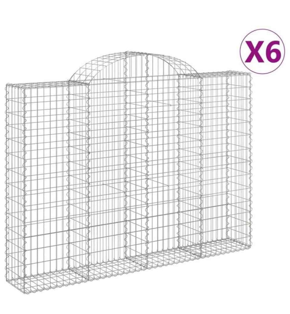 Gabionen mit Hochbogen 6 Stk. 200x30x140/160cm Verzinktes Eisen