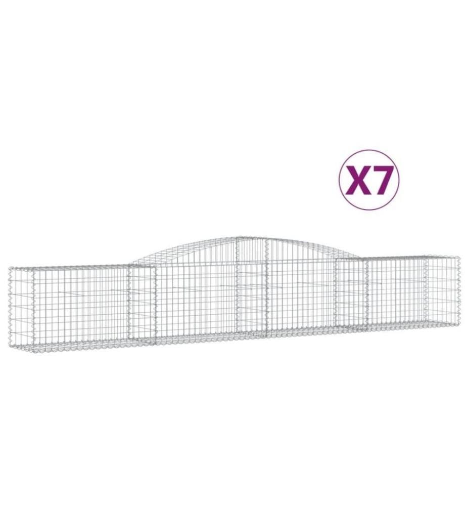 Gabionen mit Hochbogen 7 Stk. 400x50x60/80cm Verzinktes Eisen