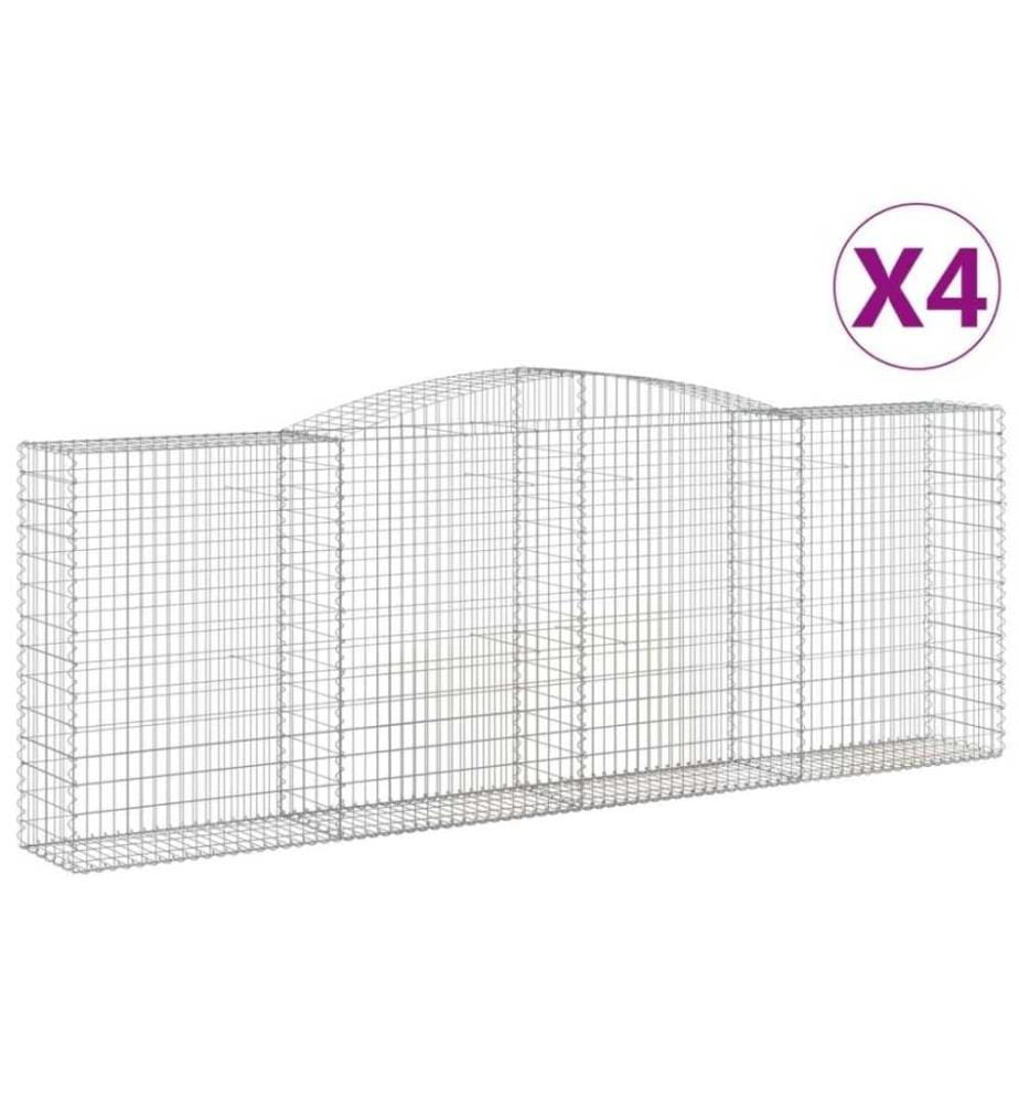 Gabionen mit Hochbogen 4 Stk. 400x50x140/160cm Verzinktes Eisen