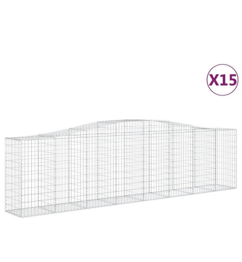 Gabionen mit Hochbogen 15 Stk 400x50x100/120cm Verzinktes Eisen