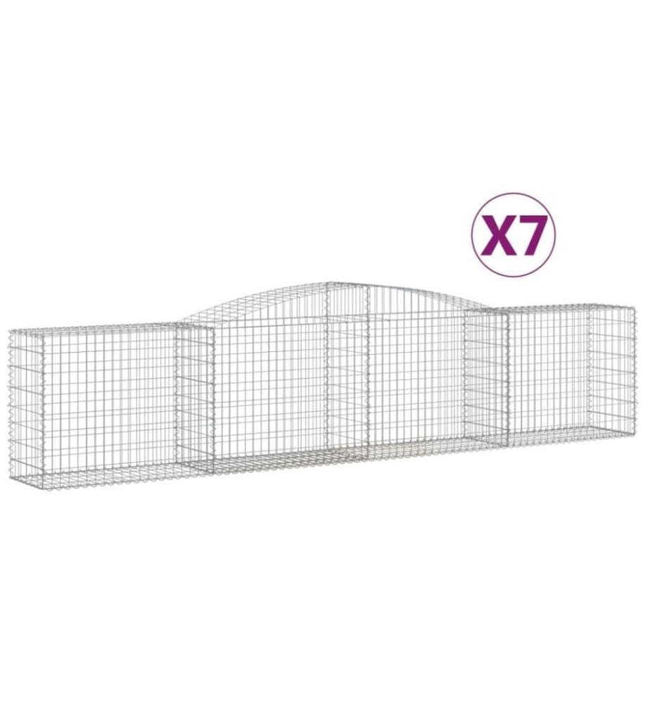 Gabionen mit Hochbogen 7 Stk. 400x50x80/100cm Verzinktes Eisen