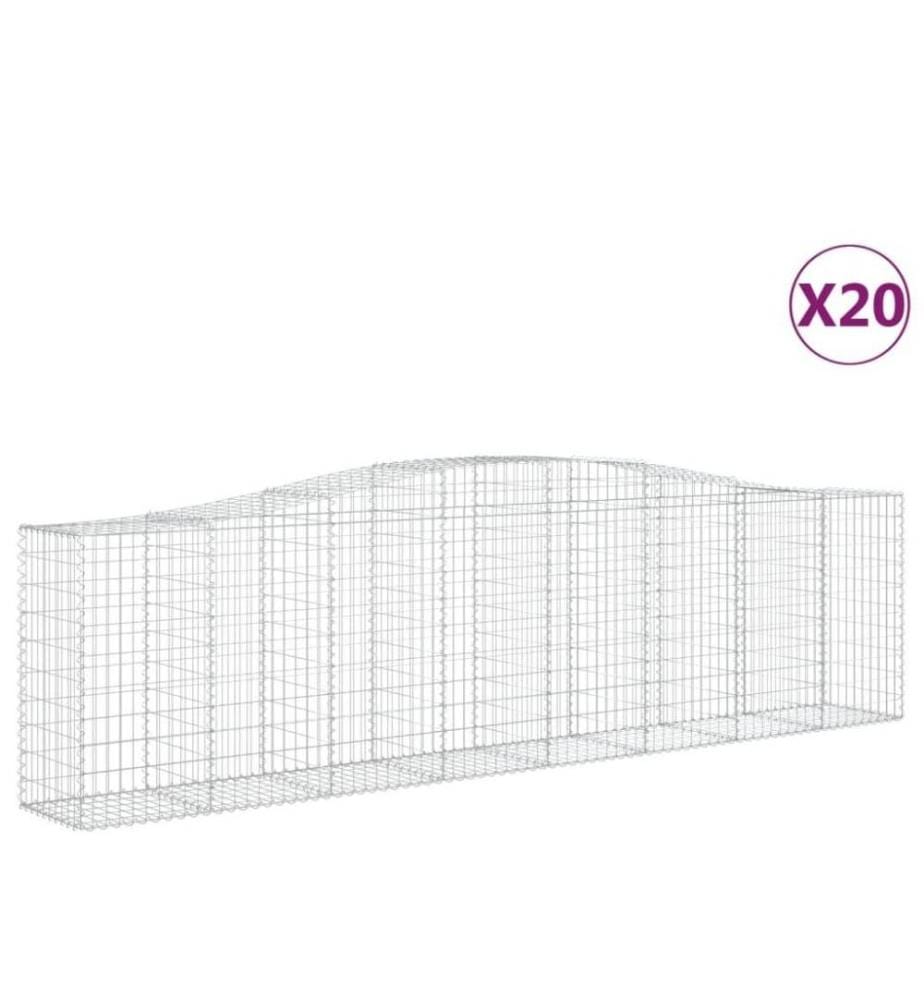 Gabionen mit Hochbogen 20 Stk 400x50x100/120cm Verzinktes Eisen