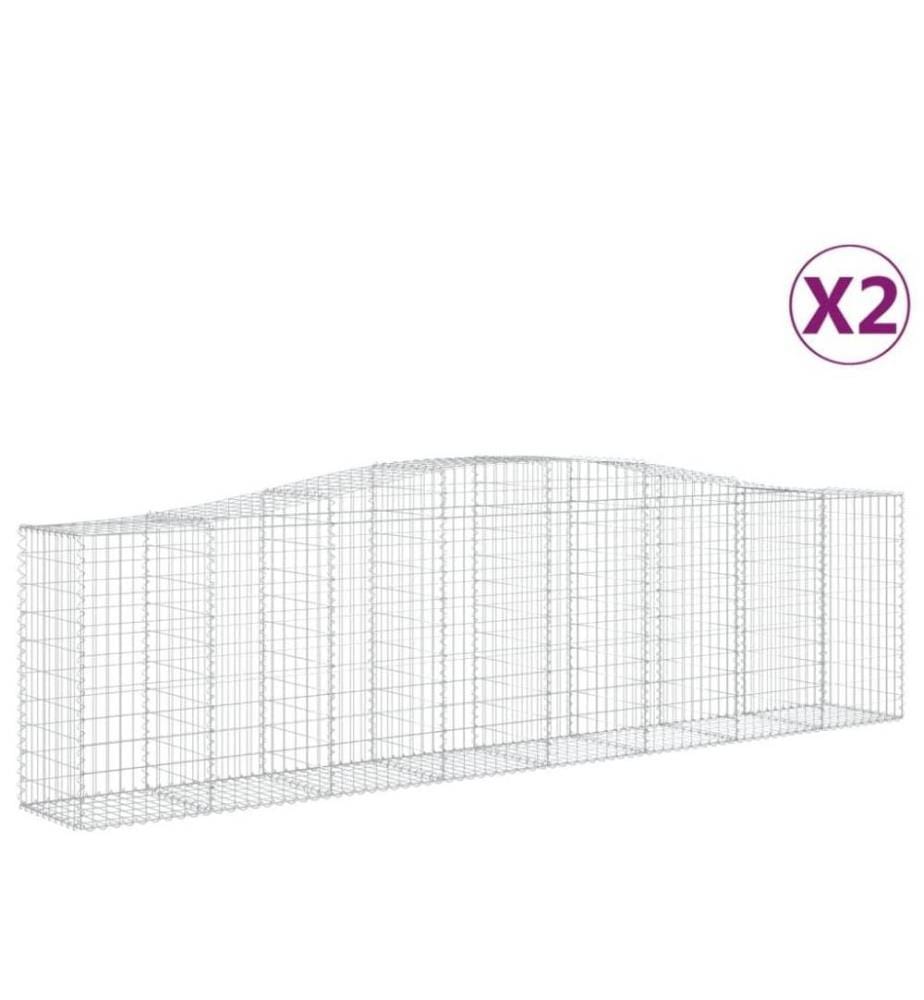 Gabionen mit Hochbogen 2 Stk. 400x50x100/120cm Verzinktes Eisen