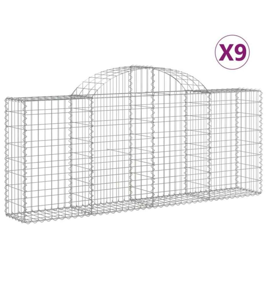 Gabionen mit Hochbogen 9 Stk. 200x30x80/100 cm Verzinktes Eisen