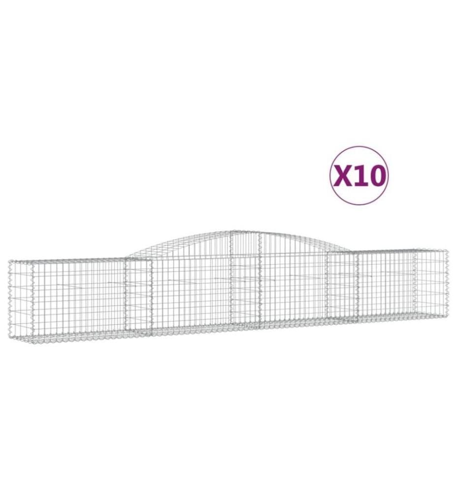 Gabionen mit Hochbogen 10 Stk. 400x50x60/80cm Verzinktes Eisen