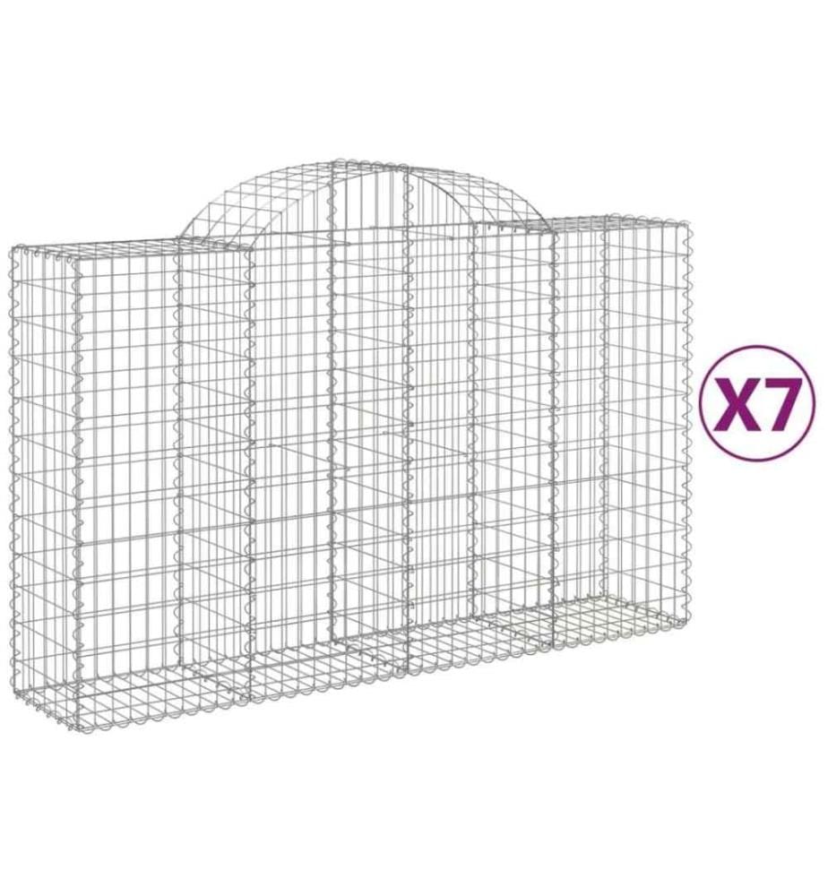Gabionen mit Hochbogen 7 Stk. 200x50x120/140cm Verzinktes Eisen