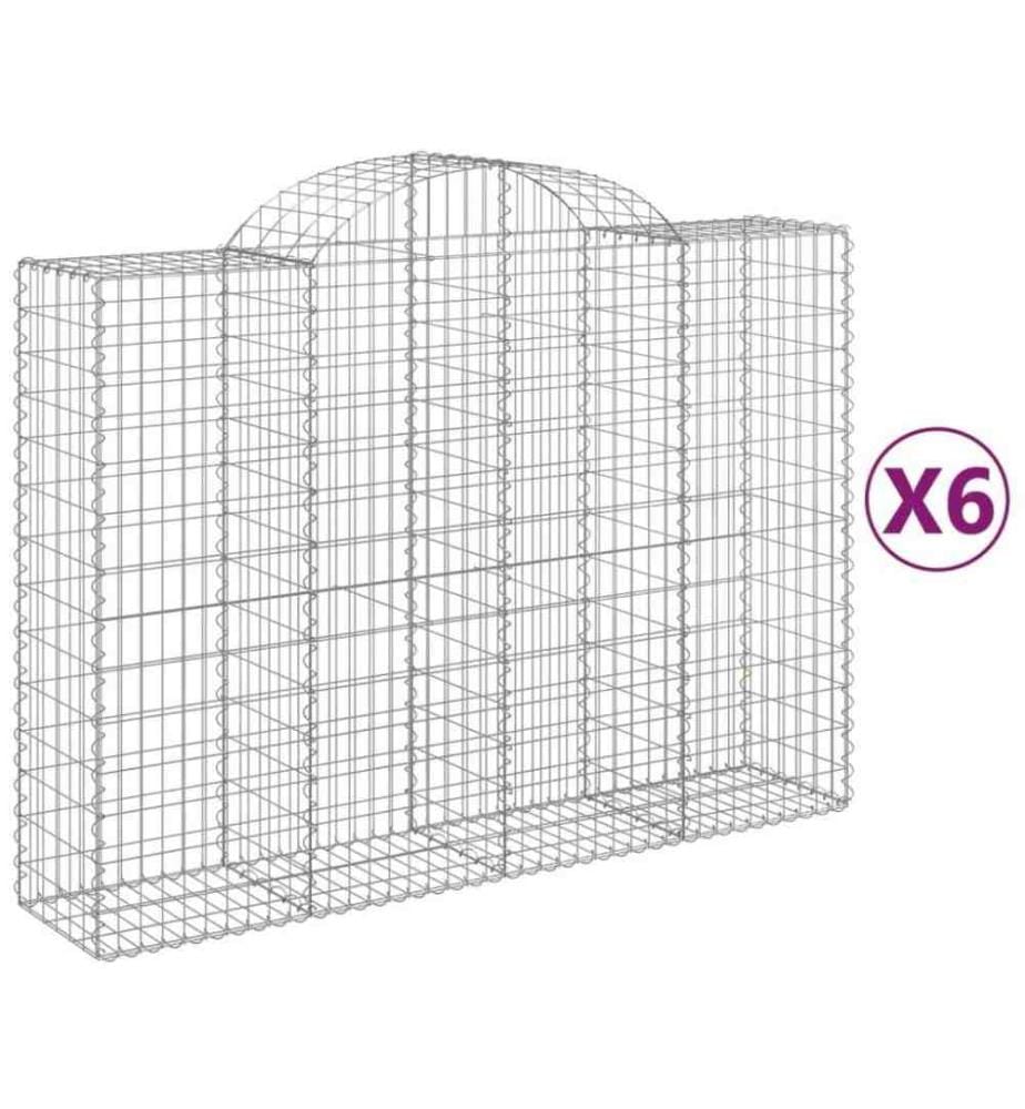 Gabionen mit Hochbogen 6 Stk. 200x50x140/160cm Verzinktes Eisen