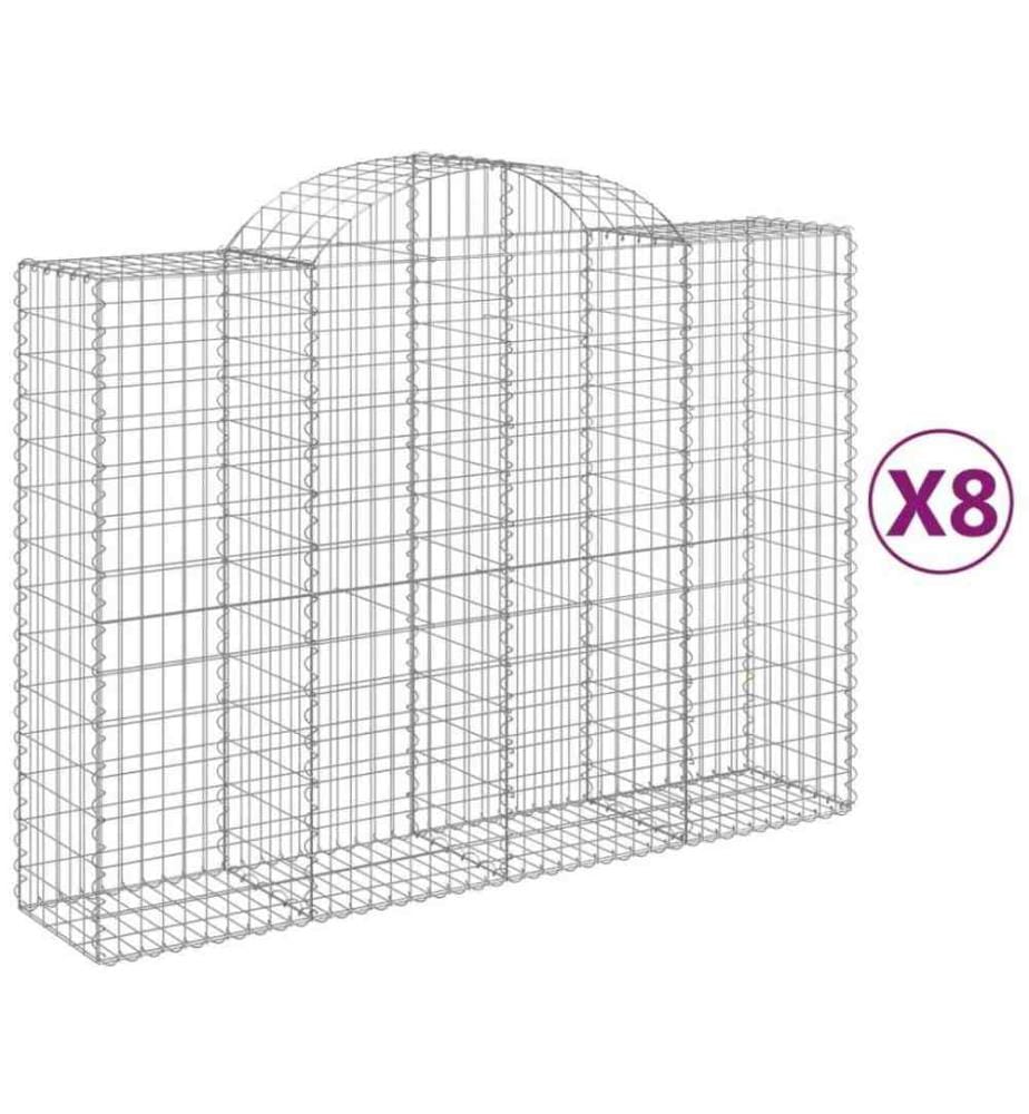 Gabionen mit Hochbogen 8 Stk. 200x50x140/160cm Verzinktes Eisen