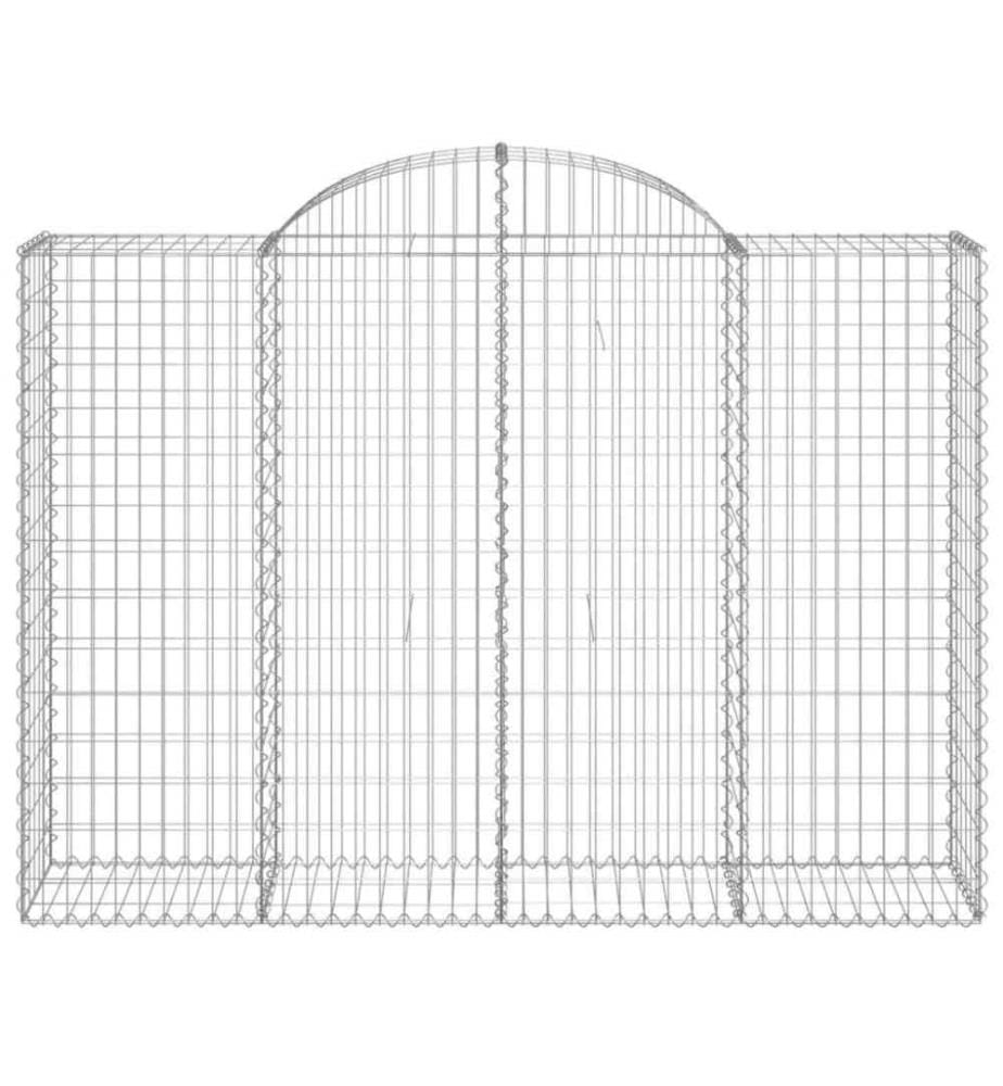 Gabionen mit Hochbogen 12Stk. 200x50x140/160cm Verzinktes Eisen