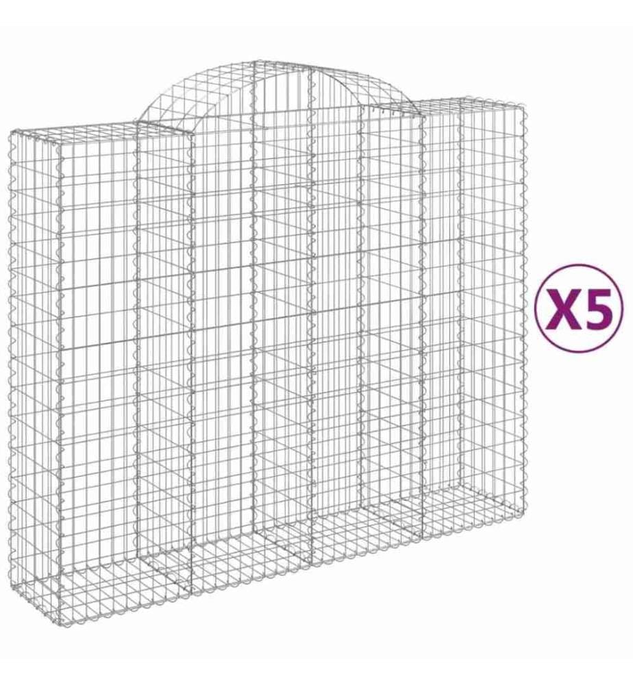 Gabionen mit Hochbogen 5 Stk. 200x50x160/180cm Verzinktes Eisen