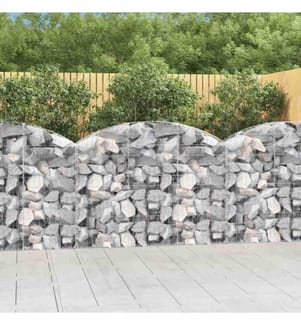 Gabione mit Hochbogen 150x30x100/120 cm Verzinktes Eisen
