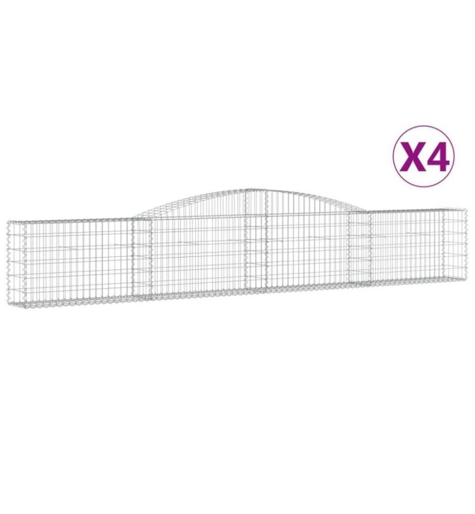 Gabionen mit Hochbogen 4 Stk. 400x30x60/80 cm Verzinktes Eisen