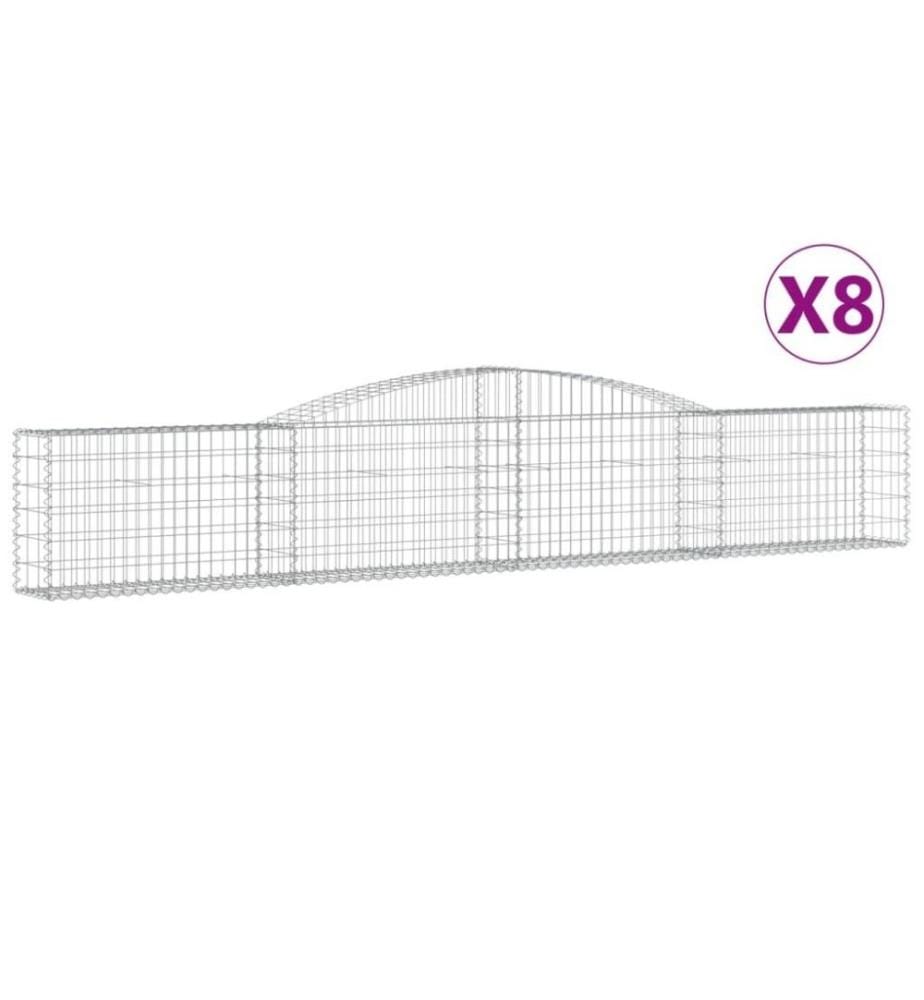 Gabionen mit Hochbogen 8 Stk. 400x30x60/80 cm Verzinktes Eisen
