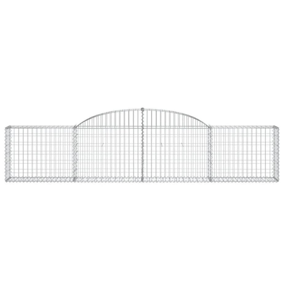 Gabionen mit Hochbogen 3 Stk. 300x30x60/80 cm Verzinktes Eisen