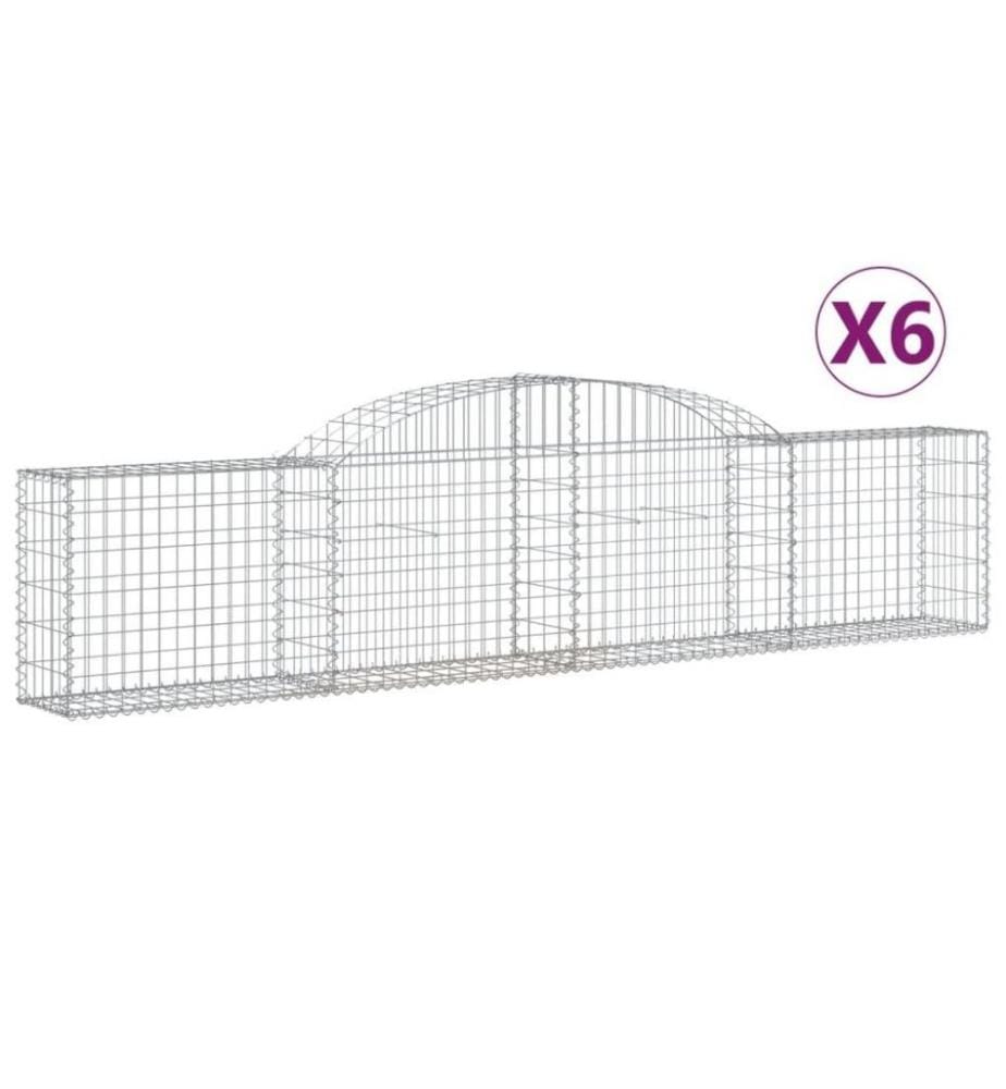 Gabionen mit Hochbogen 6 Stk. 300x30x60/80 cm Verzinktes Eisen