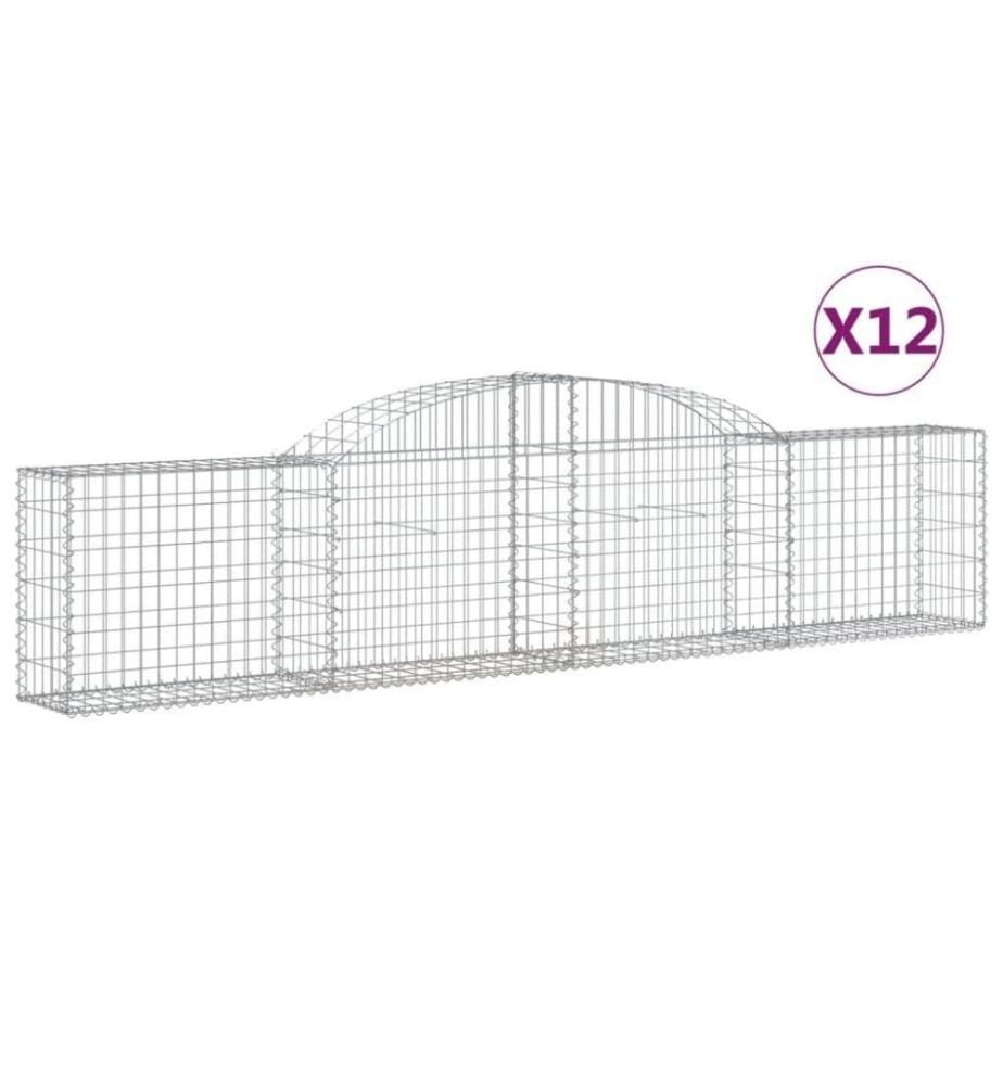 Gabionen mit Hochbogen 12 Stk. 300x30x60/80 cm Verzinktes Eisen