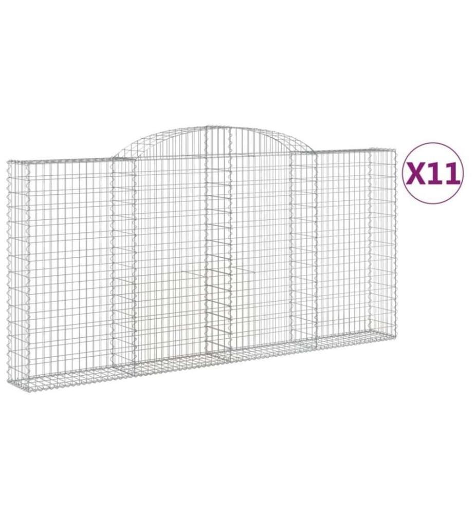 Gabionen mit Hochbogen 11 Stk 300x30x140/160cm Verzinktes Eisen