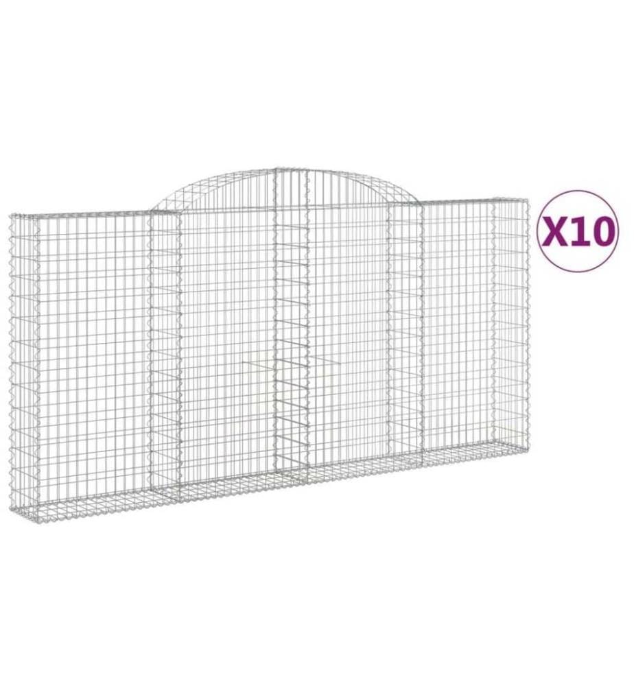 Gabionen mit Hochbogen 10 Stk 300x30x140/160cm Verzinktes Eisen