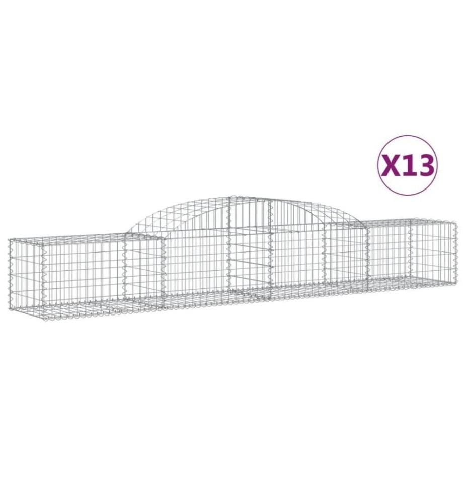 Gabionen mit Hochbogen 13 Stk. 300x50x40/60 cm Verzinktes Eisen