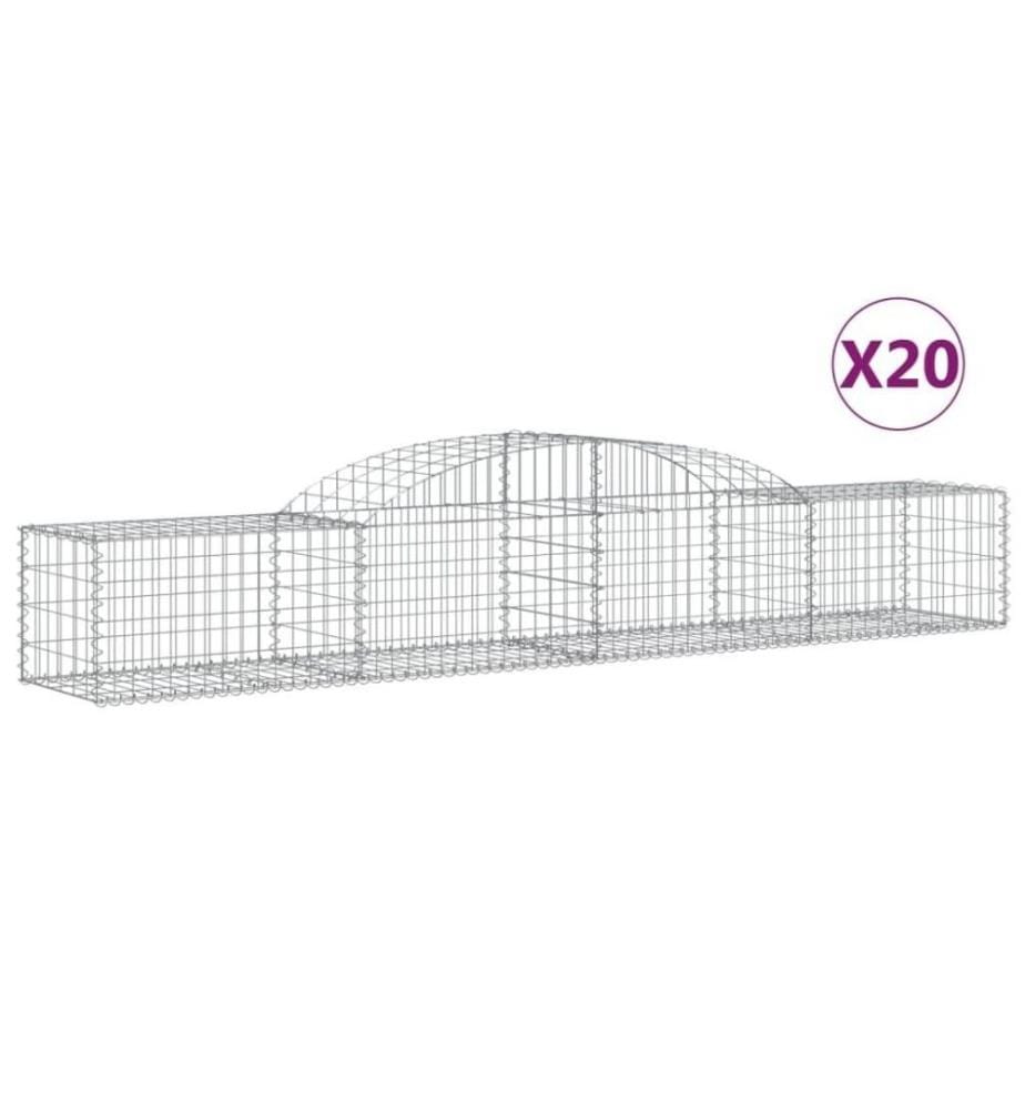 Gabionen mit Hochbogen 20 Stk. 300x50x40/60 cm Verzinktes Eisen