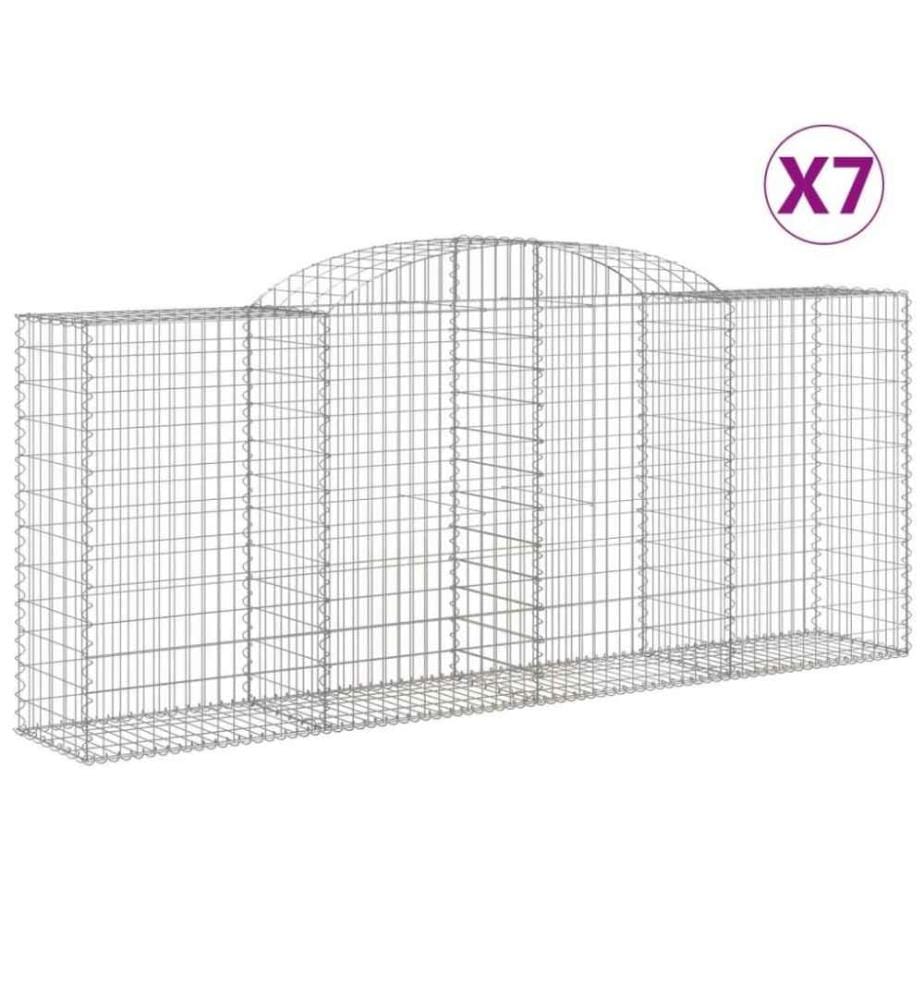 Gabionen mit Hochbogen 7 Stk. 300x50x120/140cm Verzinktes Eisen