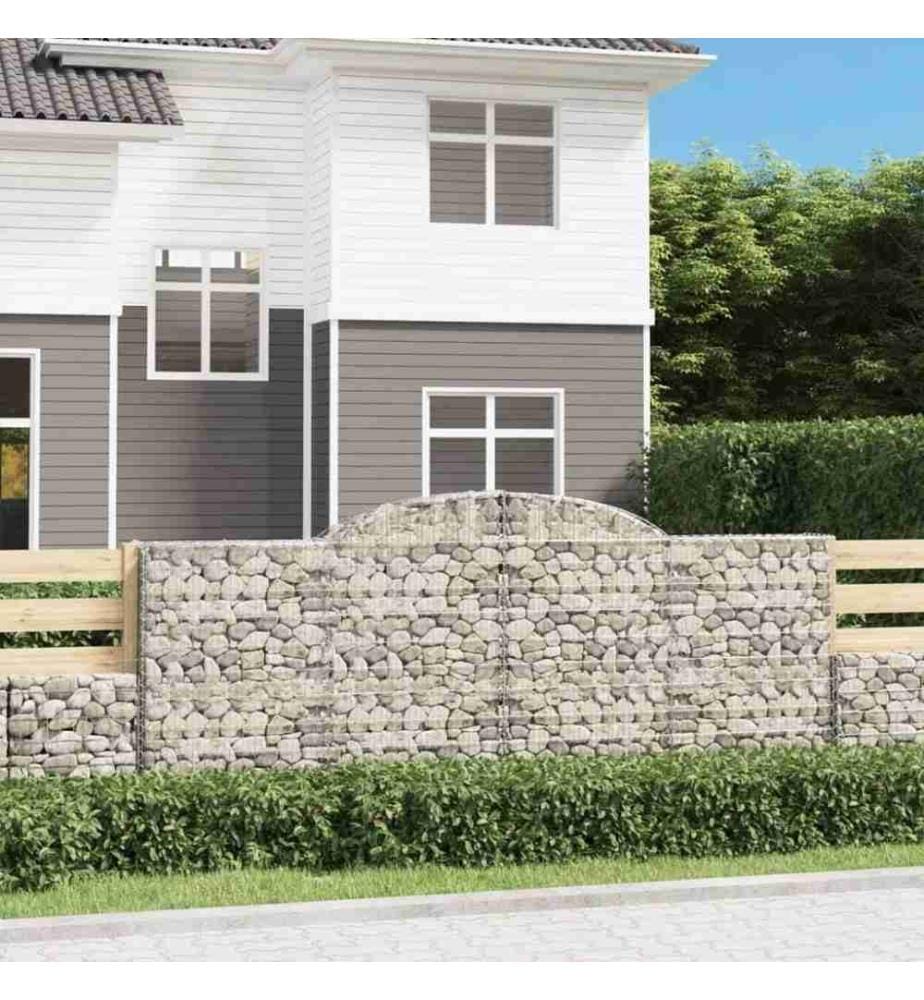 Gabionen mit Hochbogen 13 Stk 300x50x120/140cm Verzinktes Eisen