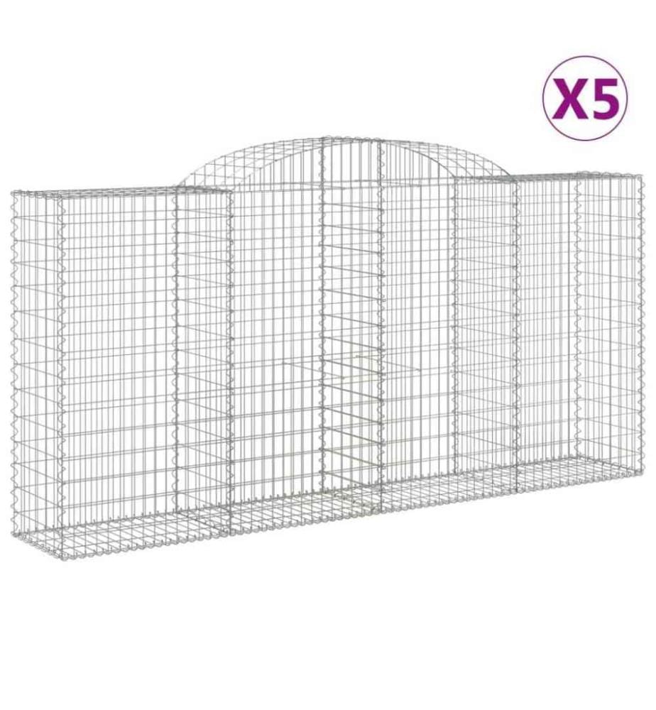 Gabionen mit Hochbogen 5 Stk. 300x50x140/160cm Verzinktes Eisen