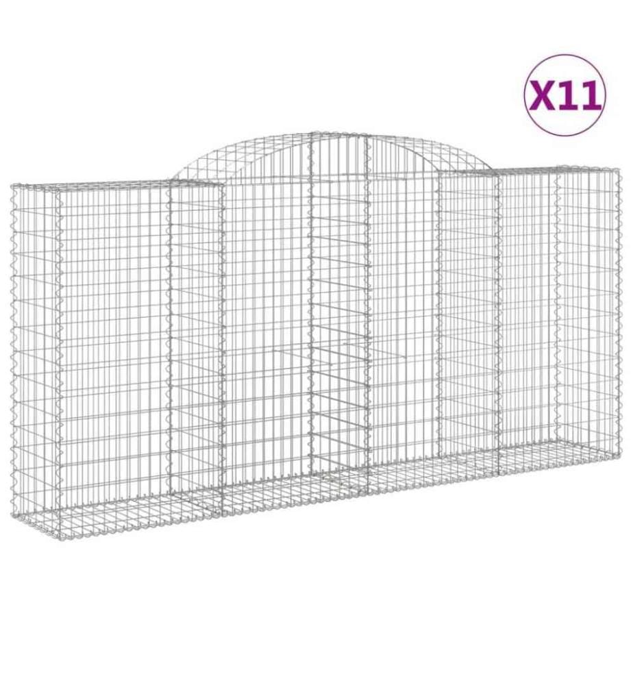 Gabionen mit Hochbogen 11 Stk 300x50x140/160cm Verzinktes Eisen