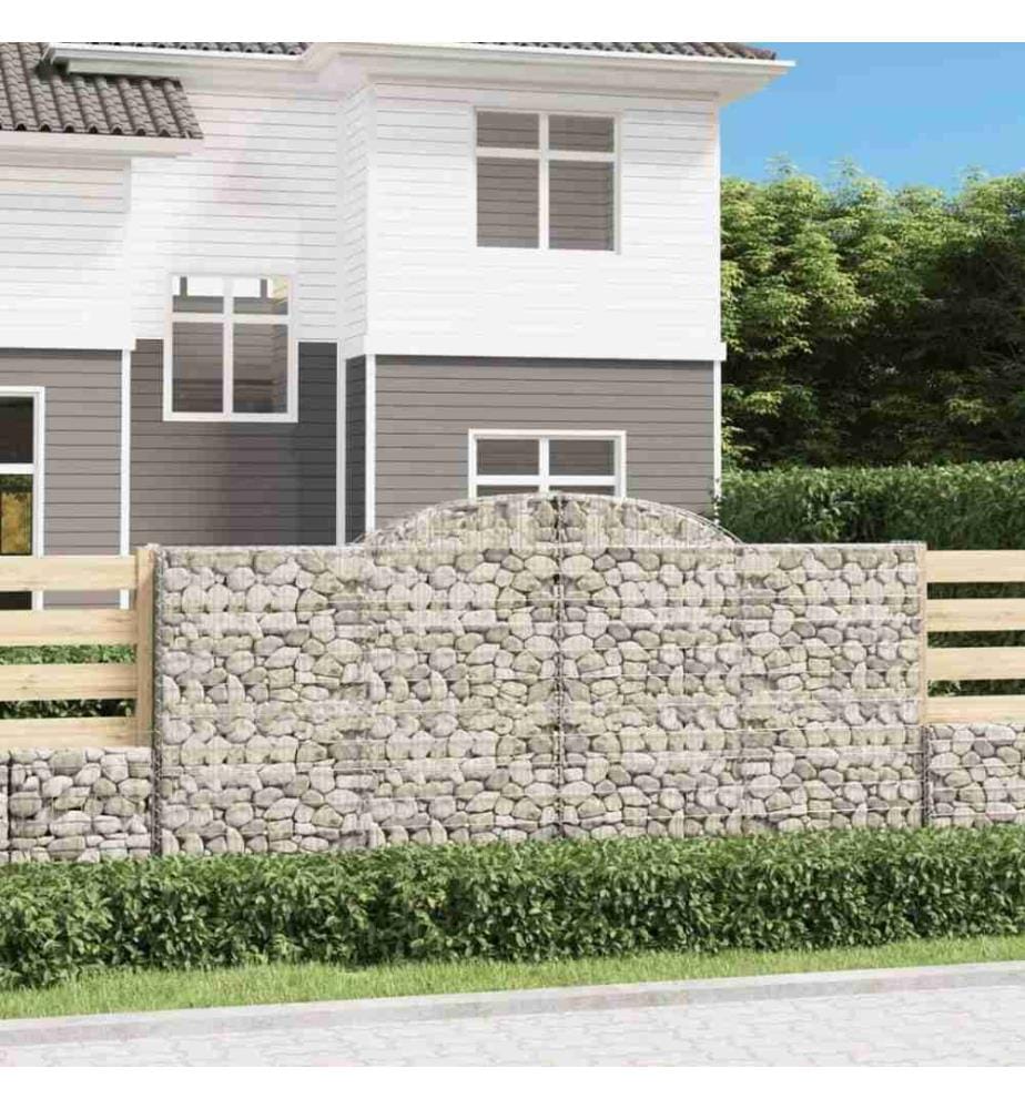 Gabionen mit Hochbogen 12 Stk 300x50x140/160cm Verzinktes Eisen