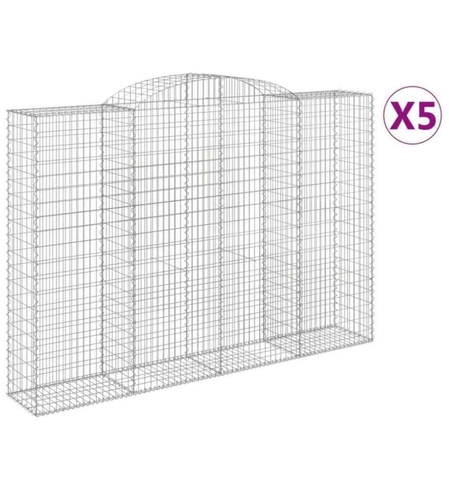 Gabionen mit Hochbogen 5 Stk. 300x50x200/220cm Verzinktes Eisen