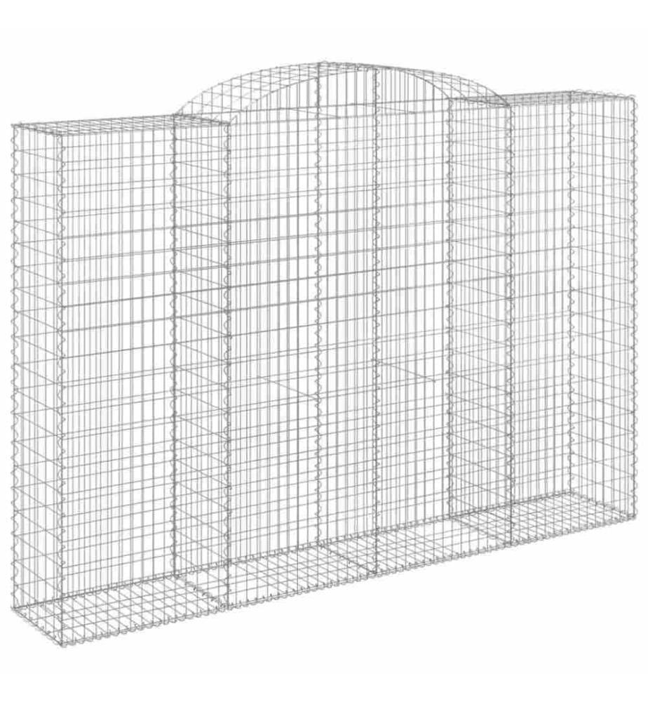 Gabionen mit Hochbogen 2 Stk. 300x50x200/220cm Verzinktes Eisen