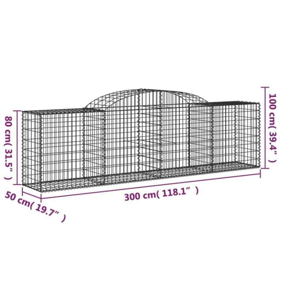 Gabione mit Hochbogen 300x50x80/100 cm Verzinktes Eisen