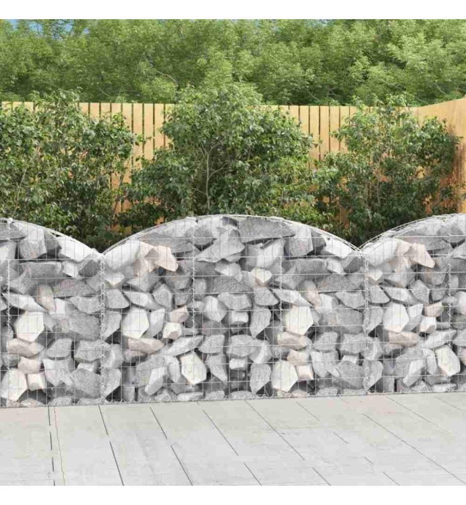 Gabione mit Hochbogen 150x30x80/100 cm Verzinktes Eisen